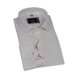 Приталенная жаккардовая рубашка с длинными и c узором рукавами 3GMK311346002