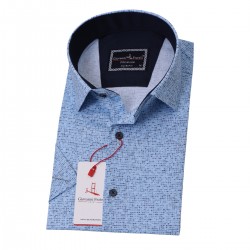 Джованни Фрателли Приталенная рубашка с коротким рукавом Цифровая печать и рисунком 3GMK31108002