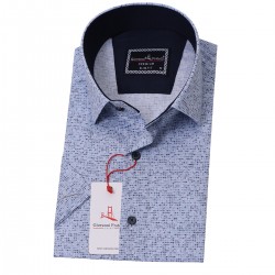 Джованни Фрателли Приталенная рубашка с коротким рукавом Цифровая печать и рисунком 3GMK31108004