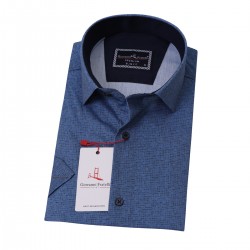Джованни Фрателли Приталенная рубашка с коротким рукавом Цифровая печать и рисунком 3GMK31108005