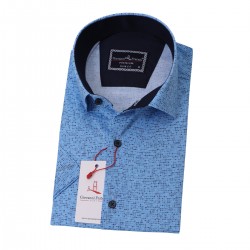 Джованни Фрателли Приталенная рубашка с коротким рукавом Цифровая печать и рисунком 3GMK31108006