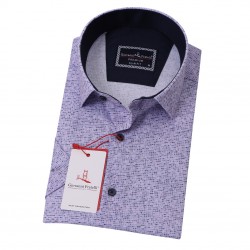 Джованни Фрателли Приталенная рубашка с коротким рукавом Цифровая печать и рисунком 3GMK31108007