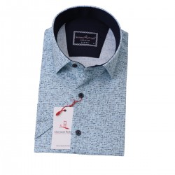 Джованни Фрателли Приталенная рубашка с коротким рукавом Цифровая печать и рисунком 3GMK31108008