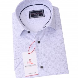 Джованни Фрателли Приталенная рубашка с коротким рукавом Цифровая печать и рисунком 3GMK311084001