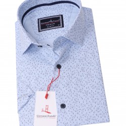 Джованни Фрателли Приталенная рубашка с коротким рукавом Цифровая печать и рисунком 3GMK311085002