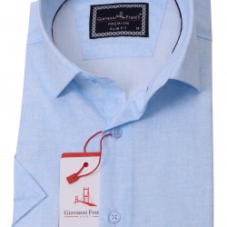 Джованни Фрателли Приталенная рубашка с коротким рукавом Цифровая печать и рисунком 3GMK311086005