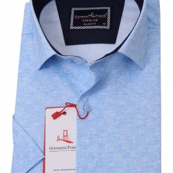 Джованни Фрателли Приталенная рубашка с коротким рукавом Цифровая печать и рисунком 3GMK311087002