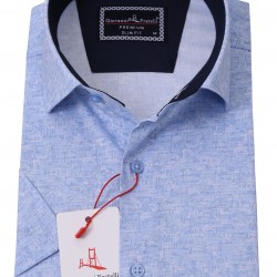 Джованни Фрателли Приталенная рубашка с коротким рукавом Цифровая печать и рисунком 3GMK311087003