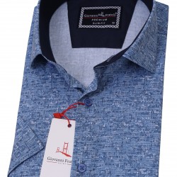 Джованни Фрателли Приталенная рубашка с коротким рукавом Цифровая печать и рисунком 3GMK311087004
