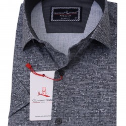 Джованни Фрателли Приталенная рубашка с коротким рукавом Цифровая печать и рисунком 3GMK311087005