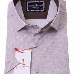 Джованни Фрателли Приталенная рубашка с коротким рукавом Цифровая печать и рисунком 3GMK311087007