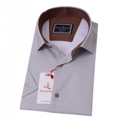 Джованни Фрателли Приталенная рубашка с коротким рукавом Цифровая печать и рисунком 3GMK311090002