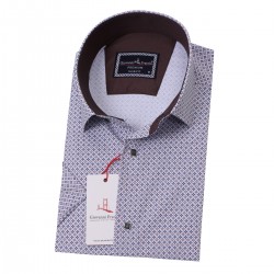 Джованни Фрателли Приталенная рубашка с коротким рукавом Цифровая печать и рисунком 3GMK311091003