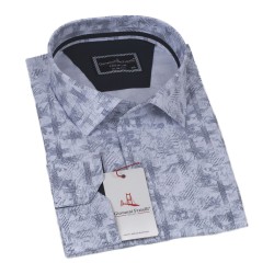 Big Size Slim Fit Long Sleeve Patterned Shirt 4GMK325001001