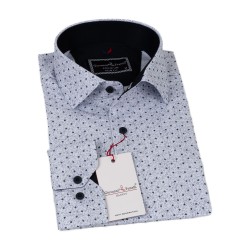 Джованни Фрателли Приталенная рубашка с длинным рукавом и рисунком 3GMK311349003