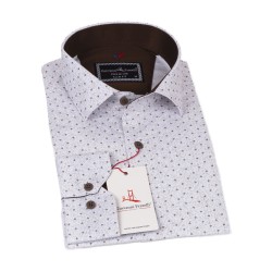 Джованни Фрателли Приталенная рубашка с длинным рукавом и рисунком 3GMK311349005