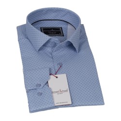 Джованни Фрателли Приталенная рубашка с длинным рукавом атлас и с рисунком 3GMK312419004